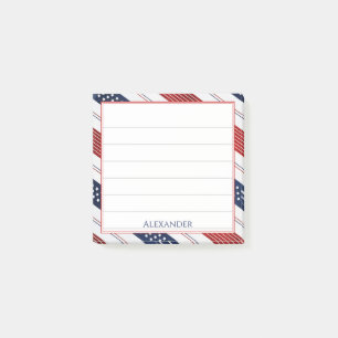 4th of July Diagonal Stars & Stripes Pattern Post-it Notes