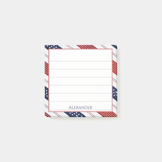  4th of July | Diagonal Stars & Stripes Pattern Post-it Notes (Front)