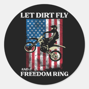 4th Of July Dirt Bike Motocross America Biker Men Classic Round Sticker