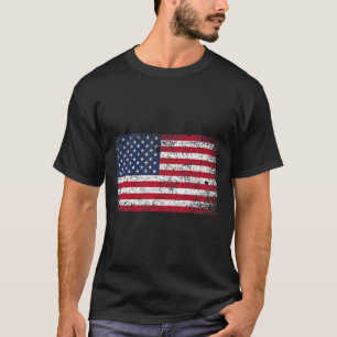 4th Of July Distressed American Usa Flag Pocket T-Shirt