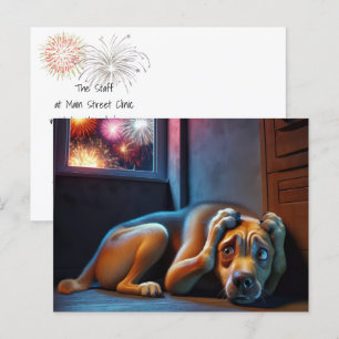 4th Of July Dog and Fireworks Postcard