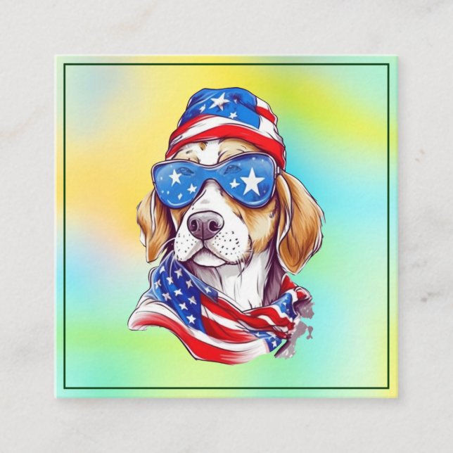 4th Of July Dog Editable Template-66361 Calling Card (Front)