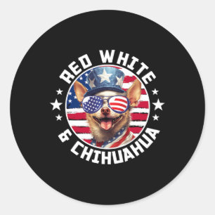 4th Of July Dog Funny Patriotic Red1 Classic Round Sticker