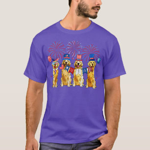 4th of July Dog Golden Retriever Celebrating Indep T-Shirt