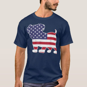 4Th Of July Dog Lover T Bulldog American Flag  T-Shirt