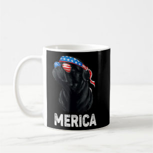 4th Of July Dog Mom Dog Dad Merica Usa Flag  Black Coffee Mug