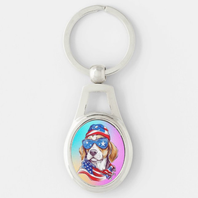 4th Of July Dog Sublimation-66361 Keychain (Front)