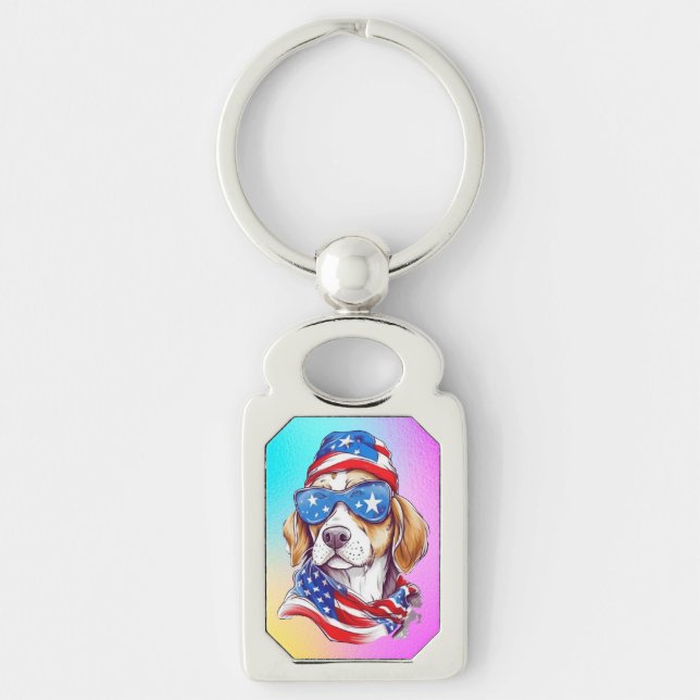 4th Of July Dog Sublimation-66361 Keychain (Front)