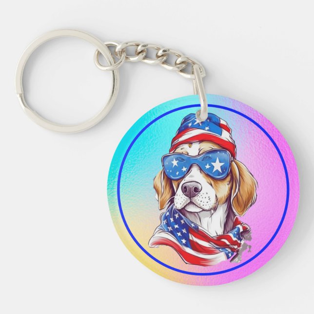 4th Of July Dog Sublimation-66361 Keychain (Front)