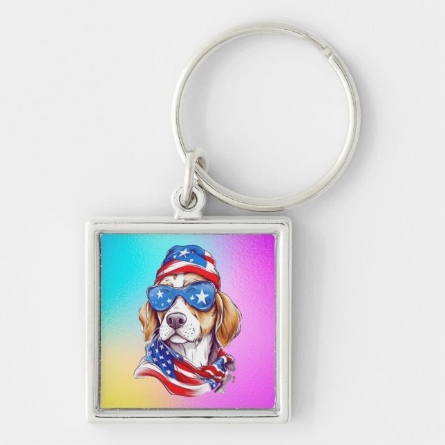 4th Of July Dog Sublimation-66361 Keychain (Front)