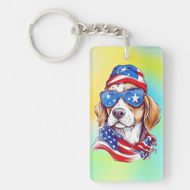 4th Of July Dog Sublimation-66361 Keychain (Front)