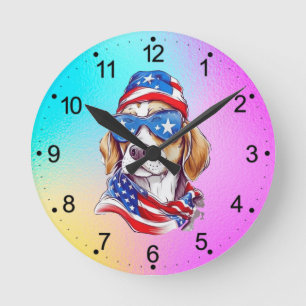 4th Of July Dog Sublimation-66361 Round Clock