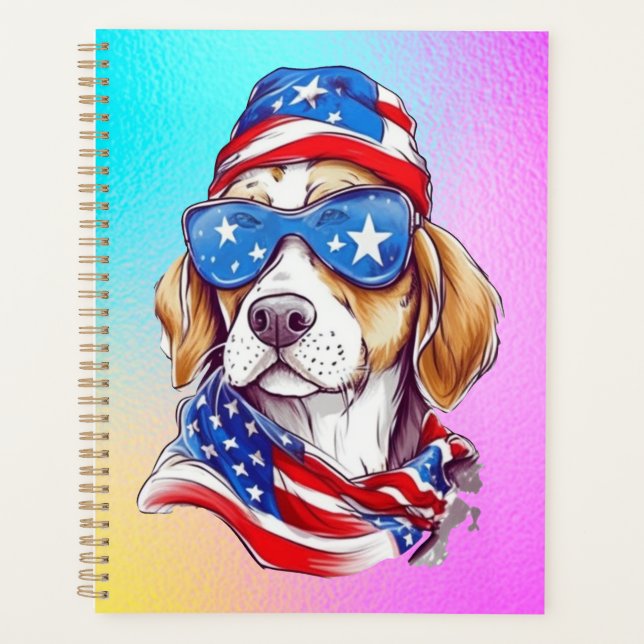 4th Of July Dog Sublimation-66361 Round Clock Planner (Front)