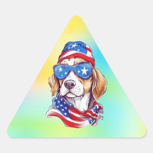 4th Of July Dog Sublimation-66361 Triangle Sticker (Front)