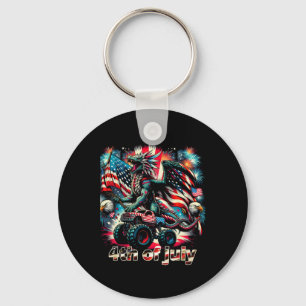 4th Of July Dragon Monster Truck Byld Eagle Americ Keychain
