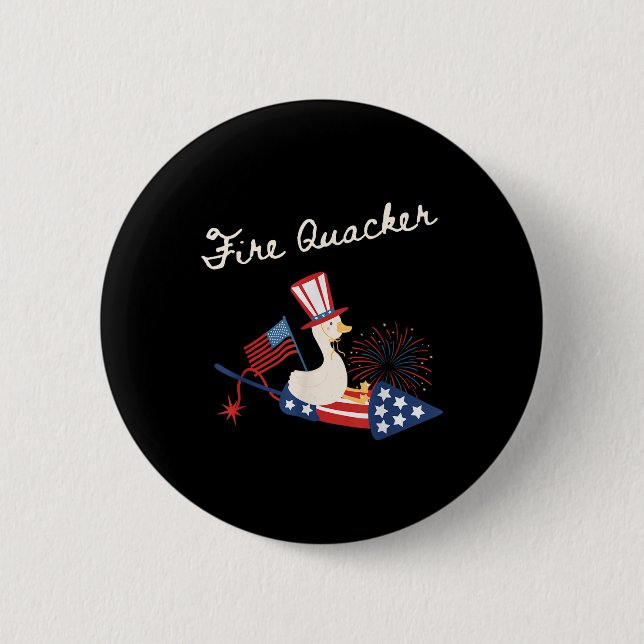 4th Of July Duck Firequacker Patriotic Fourth Of J 2 Inch Round Button (Front)