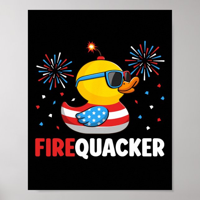 4th Of July Duck Firequacker Patriotic Fourth Of J Poster (Front)