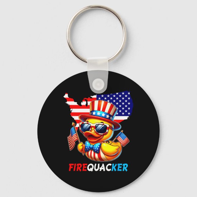 4th Of July Duck Firequacker Patriotic Fourth Of Keychain (Front)