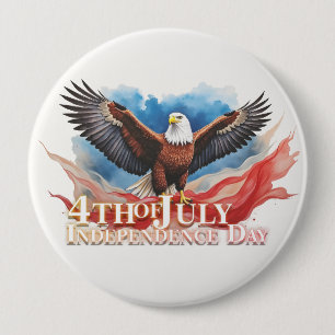 4th of July Eagle – Patriotic Art Design 4 Inch Round Button