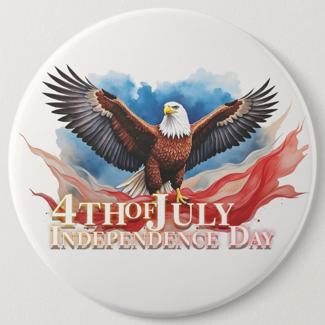 4th of July Eagle – Patriotic Art Design 6 Inch Round Button (Front)