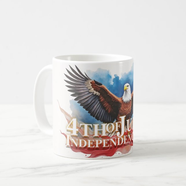 4th of July Eagle – Patriotic Art Design Coffee Mug (Front Left)