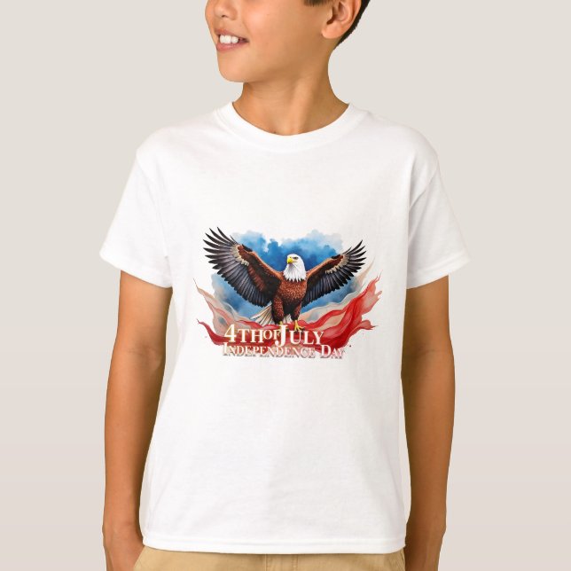 4th of July Eagle – Patriotic Art Design T-Shirt (Front)