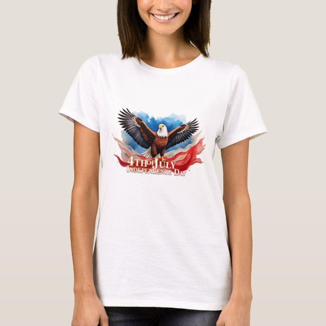 4th of July Eagle – Patriotic Art Design T-Shirt (Front)