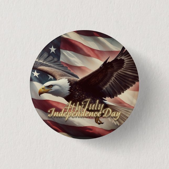 4th of July Eagle with American Flag 1 Inch Round Button (Front)