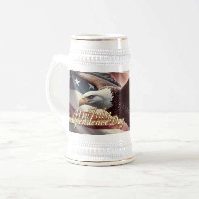 4th of July Eagle with American Flag Beer Stein (Front Left)