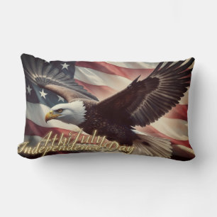4th of July Eagle with American Flag Lumbar Pillow