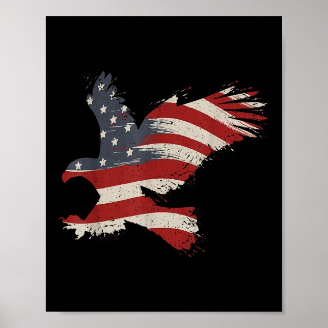 4th Of July Eagle With Usa American Flag Gift Tee  Poster (Front)
