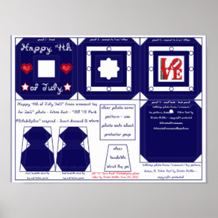 4th of July Fabric Font Love Park Photo Frame Poster