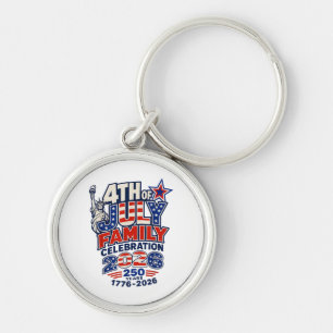 4th of July Family Celebration 2026 250 Years 1776 Keychain