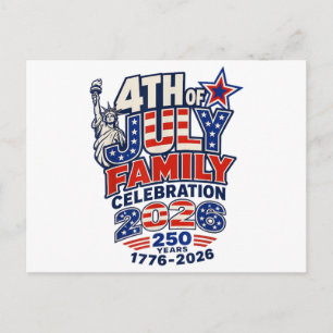 4th of July Family Celebration 2026 250 Years 1776 Postcard