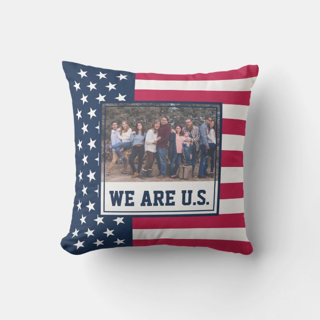 4th of July Family Photo Outdoor Pillow (Front)