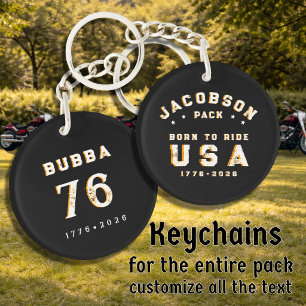 4th Of July Family Photos Born To Ride Customize Keychain