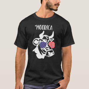 4th Of July Farm Outdoor Cow Merica Pun Tee