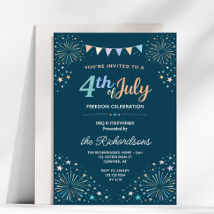4th of july Festive Family BBQ Party Invitation
