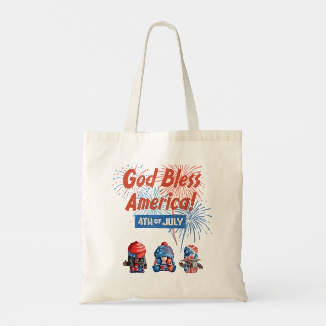 4th of July festive gnomes Tote Bag (Back)