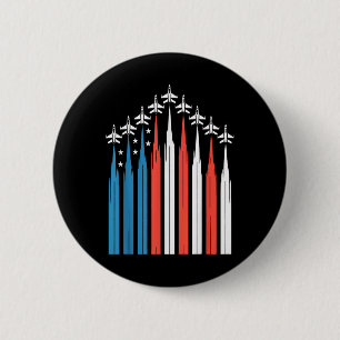 4th Of July Fighter Jet Airplane Usa Flag Independ 2 Inch Round Button