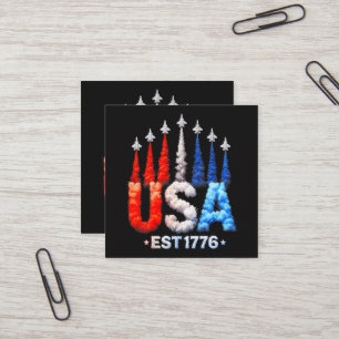 4th Of July Fighter Jets Usa Patriotic Square Business Card