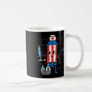 4th Of July Firecracker Nurse Funny America Scrub  Coffee Mug
