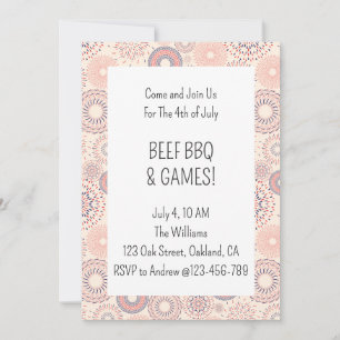 4th of July Firecrackers Independence Day BBQ Invitation