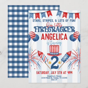 4th of July Fireworks Birthday Party Invitation