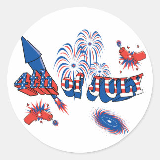 4th of July Fireworks Classic Round Sticker