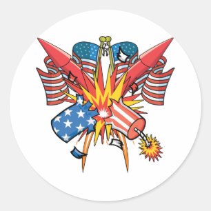 4th of July Fireworks Classic Round Sticker