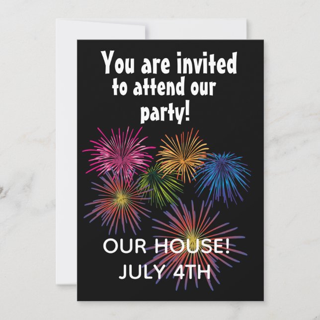 4TH OF JULY FIREWORKS CUSTOM INVITATIONS (Front)