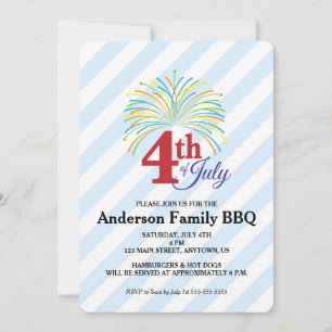 4th of July Fireworks   Family BBQ Invite