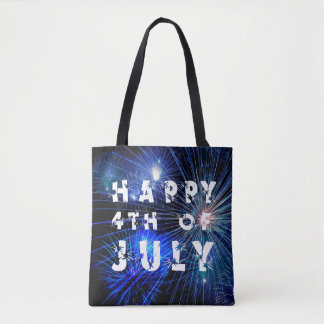 4th of July Fireworks in Blue Hue Happy 4th Tote Bag