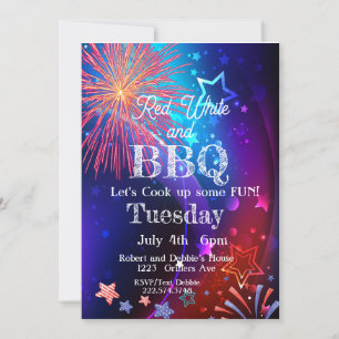 4th of July, Fireworks, Independance Day Invitation